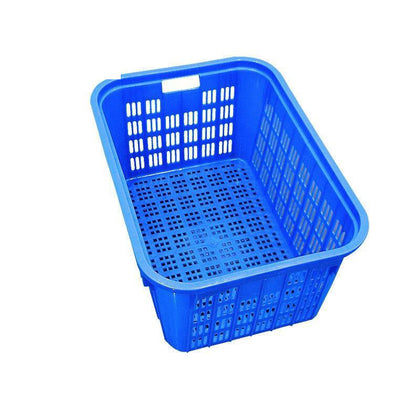 Утолщенная пластиковая перевернутая корзина Прямоугольная пластиковая корзина Перевернутая корзина (синяя) 670*470*360 мм без железного уха