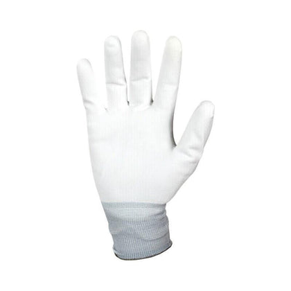 12 упаковок легких износостойких маслостойких и противоскользящих перчаток из полиуретана с покрытием ладони Нейлоновые трикотажные перчатки для защиты труда белого цвета