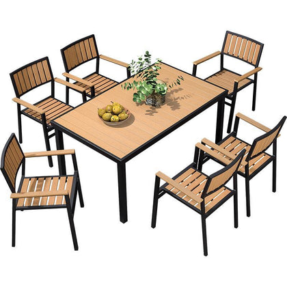 Уличный пластиковый деревянный стол и стул, комбинация кафе, сада, сада, сада, стул для отдыха, алюминиевый сплав, уличное сиденье