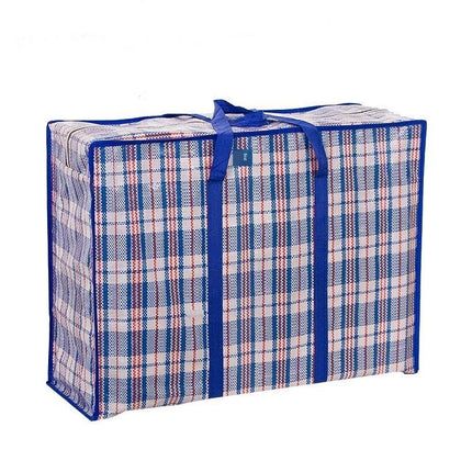 Тканая сумка Сумка для переезда Утолщенная ткань Оксфорд Сумка для упаковки багажа Водонепроницаемая сумка для хранения из змеиной кожи 70 * 50 * 24 см Синяя решетка 10 упаковок