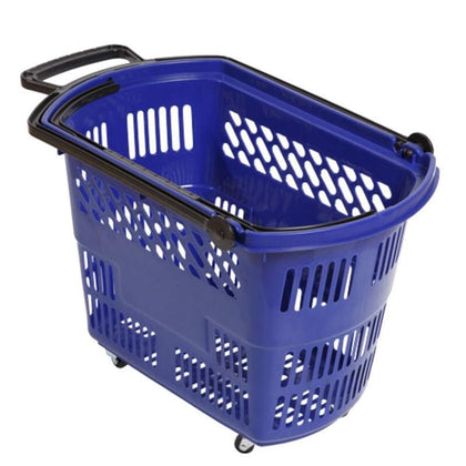 Ручная корзина для супермаркета Пластиковая корзина Оборотная корзина Корзина для хранения Корзина для овощей Большая закусочная Супермаркет Круглосуточный магазин Корзина для покупок Тяга Большая синяя