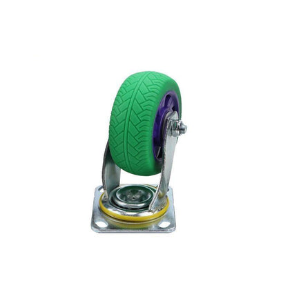 Ролик Бесшумное твердое резиновое колесо Плоское колесо тележки Тяжелый ролик 8-дюймовое тормозное колесо Зеленый Фиолетовый
