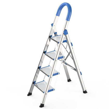 Многофункциональная утолщенная лестница из нержавеющей стали, портативная нескользящая складная лестница, пятиступенчатая синяя (полный шаг 18 см) 