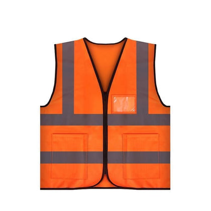 10 штук светоотражающей одежды для рабочих с несколькими карманами оранжевого цвета, свободный размер