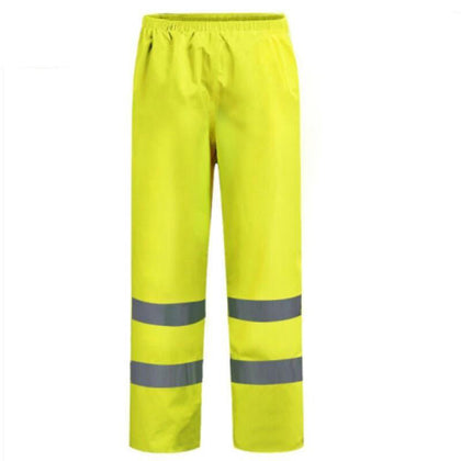 Водонепроницаемые дождевые штаны Светоотражающие и износостойкие дождевые штаны для рыбалки на открытом воздухе Одинарные утолщенные мужские и женские разделенные двухслойные для взрослых флуоресцентные желтые горизонтальные светоотражающие полосы