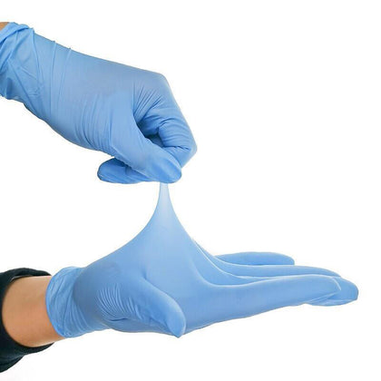 100 шт./коробкаИзносостойкие одноразовые нитриловые перчатки, обеденные перчатки, без пудры, тестовые перчатки, синие