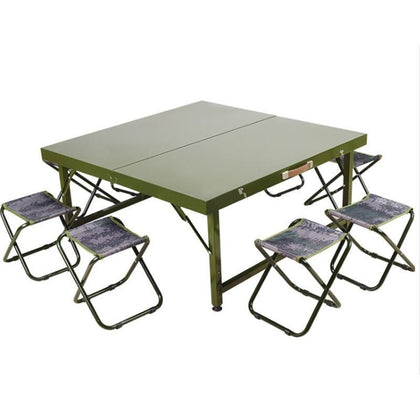 Многофункциональный набор из стола и стула, складной полевой стол и стул, 1,1 м, портативное оборудование для кемпинга, стол + 8 камуфляжных мазаров