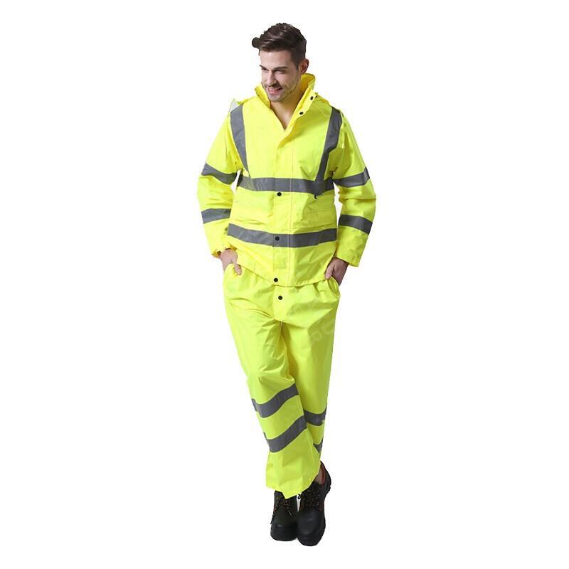 Safety Reflective Work Suits Working Protection Raincoat Set Fluorescent Yellow/Fluorescent Orange