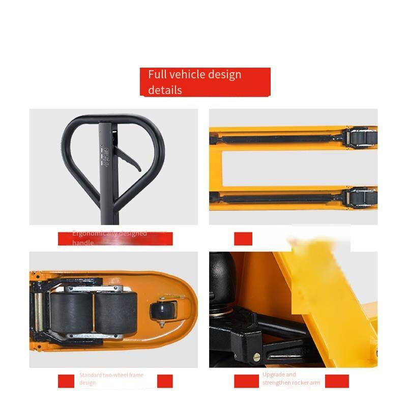 Manual Hydraulic Truck Forklift 2t Carrier Hydraulic Tractor Floor Bull Hand Push Pull Pallet Forklift Lift Loading And Unloading Fork Width 685mm Polyurethane Double Wheel