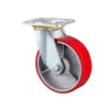 1 комплект, 8-дюймовый подвижный ролик с плоским дном, тяжелый плоский железный сердечник, красный полиуретановый ролик, универсальное колесо