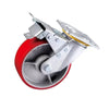1 комплект, 5-дюймовый ролик с плоским дном, двойной тормозной самолет, железный сердечник, красный полиуретановый ролик, универсальное колесо