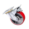 1 комплект, 5-дюймовый ролик с плоским дном, двойной тормозной самолет, железный сердечник, красный полиуретановый ролик, универсальное колесо