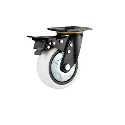 1 комплект 8-дюймовых колес с плоским дном, двойной тормоз, сверхмощное молочно-белое нейлоновое (PA) колесо, универсальное колесо