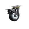 1 комплект, 8-дюймовый ролик с плоским дном и двойным тормозом, тяжелый черный высокоэластичный ролик из натурального каучука, универсальное колесо
