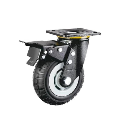 1 комплект, 8-дюймовый ролик с двойным тормозом и плоским дном, тяжелый серый сердечник, черный пенопластовый ролик, универсальное колесо