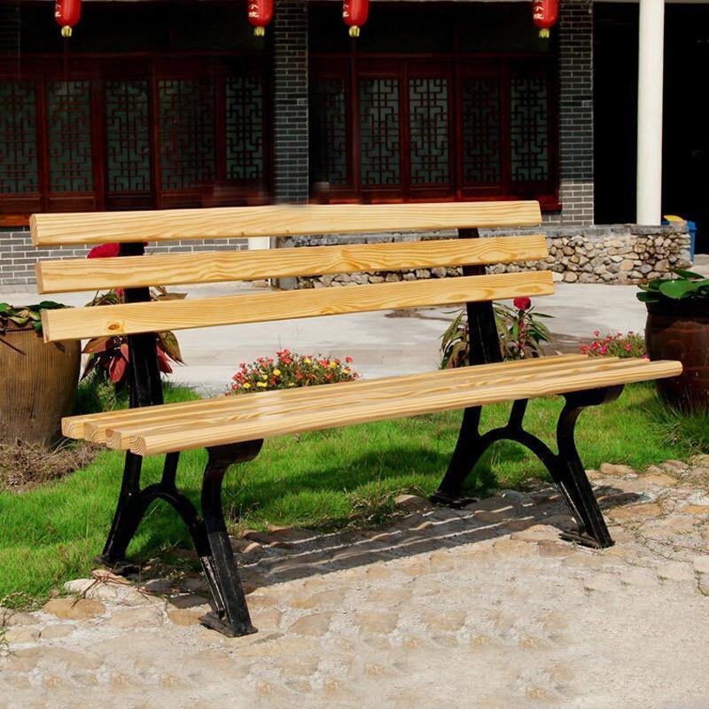 Park Chair Outdoor Bench Solid Wood Row Chair Outdoor Leisure Back Chair Community Park Chair 1.5m