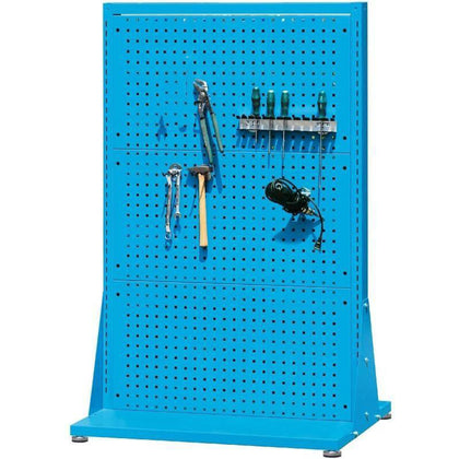 Синяя фиксированная двухсторонняя стойка для отделки материалов 1000×610×1565 мм (6 квадратных отверстий)