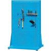 Синяя фиксированная двухсторонняя стойка для отделки материалов 1000×610×1565 мм (6 квадратных отверстий)