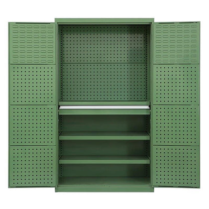Шкаф для инструментов для тяжелого оборудования Шкаф для отделки Шкаф для хранения инструментов в мастерской Подвесная пластина Стальной шкаф Зеленый C3182