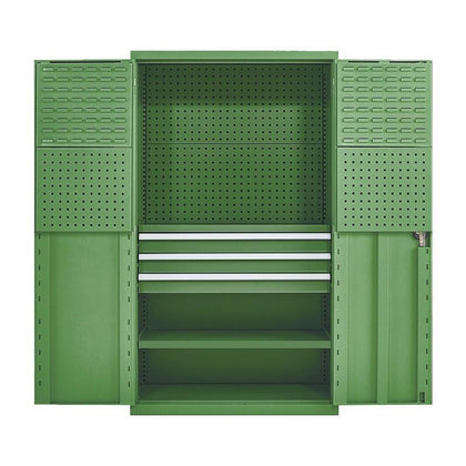 Шкаф для инструментов для тяжелой фурнитуры Шкаф для отделки Мастерская Ящик для инструментов Шкаф для хранения Подвесная пластина Стальной шкаф Зеленый C2342