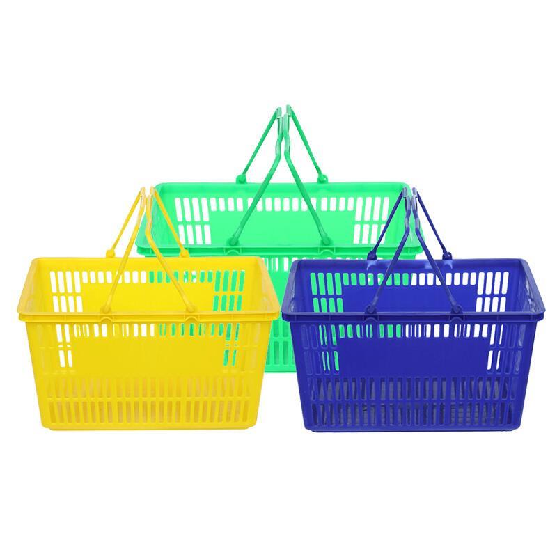 6 Pieces Thickened Supermarket Shopping Basket Portable Plastic Basket Shopping Basket Turnover Basket Sorting Basket Blue Medium