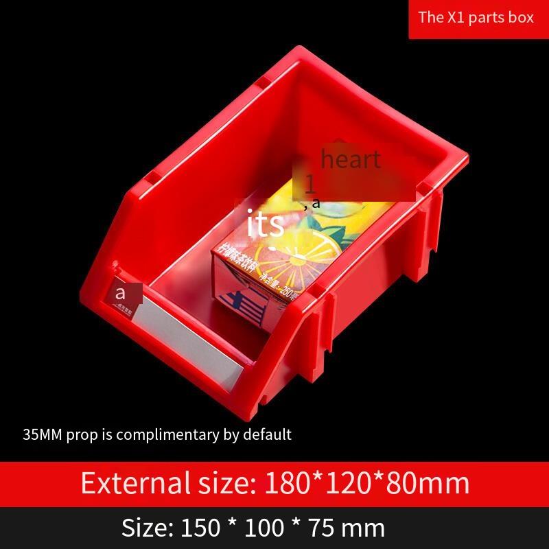 Red Inclined Plastic Box Combined Parts Box Material Box Assembly Component Box Tool Box Shelf X1 180 * 120 * 80mm (50 Pieces)