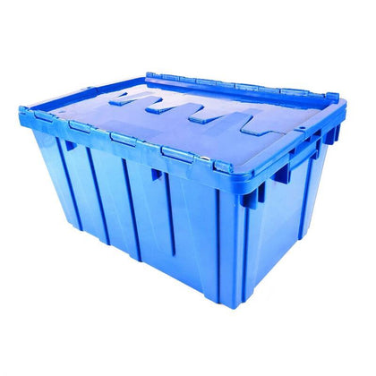 600 * 400 * 370 мм Наклонная вилочная коробка с крышкой Логистическая передаточная коробка Корзина для материалов Наклонная вилочная коробка Супер распределительная коробка, синяя