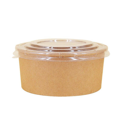 100 шт./упак. Миска из крафт-бумаги, одноразовая бумажная миска, коробка на вынос, круглая утолщенная миска для супа, ланч-бокс с крышкой 1300 мл