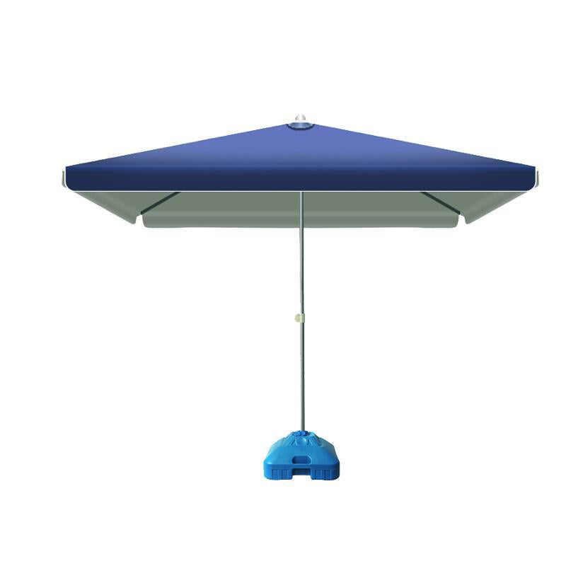 2.5m * 2.5m Outdoor Umbrella Courtyard Umbrella Sun Umbrella Large Outdoor Stall Square Sunshade Umbrella Dark Blue + Bottom Seat