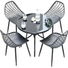 Уличный стол и стул, комбинированный садовый стул для отдыха, простой балкон, небольшой чайный столик, стол и стул 4 + 1 [с круглым столом из черного стекла 80 см]