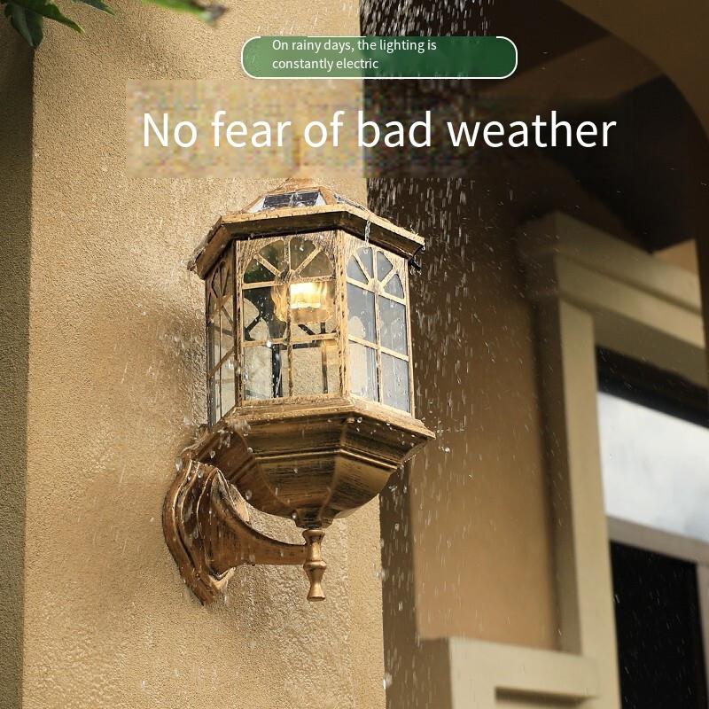 Solar Wall Lamp Outdoor Waterproof Courtyard LED Lamp Outdoor Household Villa Door Induction Wall Lamp Solar Black Castle Front Hanging Wall Lamp