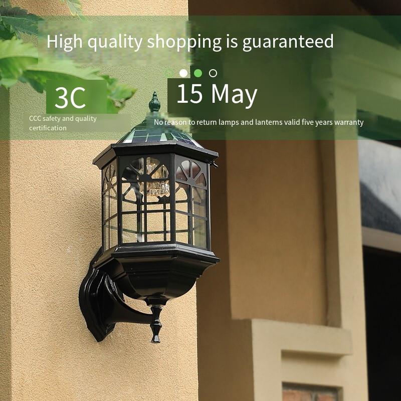Solar Wall Lamp Outdoor Waterproof Courtyard LED Lamp Outdoor Household Villa Door Induction Wall Lamp Solar Black Castle Front Hanging Wall Lamp