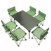 Складной стол и стул для улицы, супер портативный стол и стул для кемпинга, 1 длинный алюминиевый стол + 6 стульев из зеленой ткани