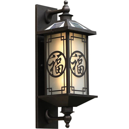 Солнечная настенная лампа, домашняя уличная водонепроницаемая лампа для двора, новая китайская уличная лампа для коридора, виллы, двери, индукционная светодиодная лампа, солнечный теплый свет