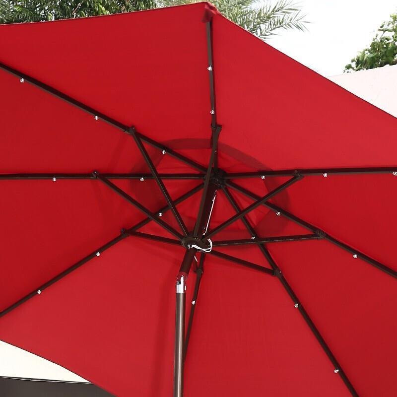 3m Outdoor Sunshade Outdoor Courtyard Sunshade Balcony Table Chair Central Pillar Umbrella With Light Wine Red (with 12.5kg Cement Base)