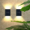 Солнечная уличная лампа, небольшой настенный светильник для сада, украшение ландшафта, светодиодная лампа, двор, терраса, забор, атмосфера вверх и вниз, светящийся настенный светильник, 4 комплекта