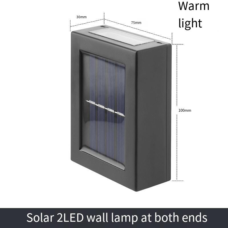 Solar Outdoor Lamp Garden Small Wall Lamp Landscape Decoration LED Lamp Courtyard Terrace Fence Atmosphere Up And Down Luminous Wall Lamp 4 Sets