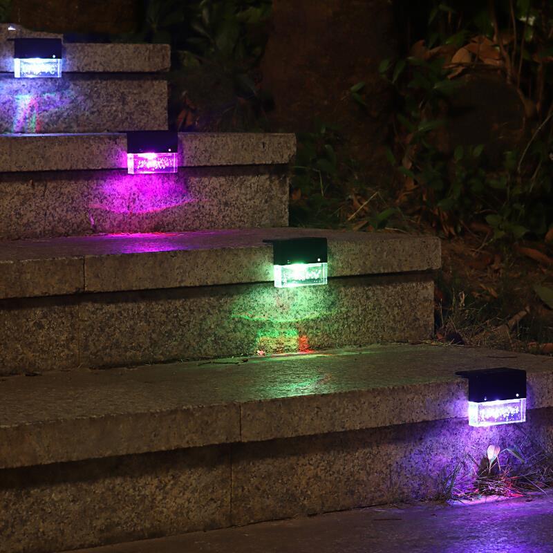 Solar Outdoor Lamp Courtyard Wall Street Lamp Induction Garden Villa Waterproof Decoration Steps Stairs Enclosure Color Lamp 4 Sets Square Warm Light