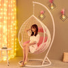 Hanging Chair Swing Hanging Basket Rattan Chair Household Leisure Lazy Indoor Balcony Bird's Nest Chair Single White (Enlarged Version With Armrest)