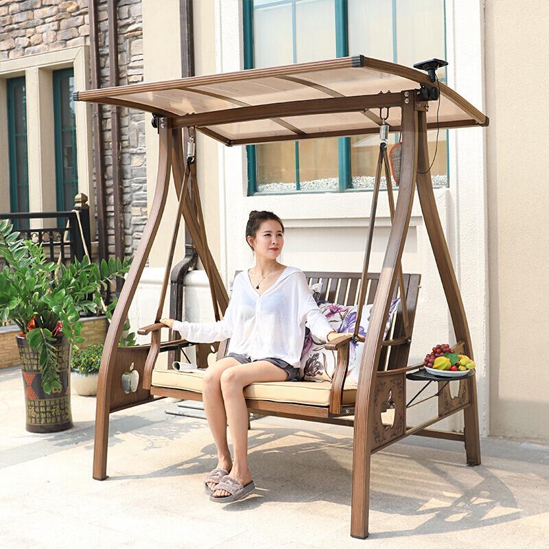 Outdoor Garden Balcony Home Nordic Swing Chair Double Rocking Chair Indoor Hammock Apple Cast Aluminum Solar Double Position Swing