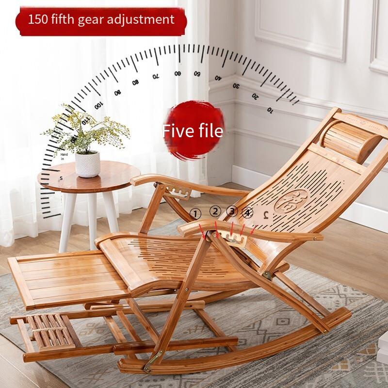 Rocking Chair Reclining Chair Adult Bamboo Folding Lunch Break Afternoon Couch Leisure Chair Household Elderly Balcony Leisure Chair (no Cushion)