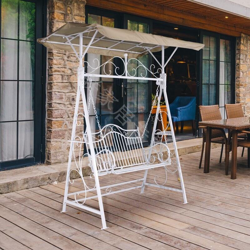 Outdoor Swing Iron Balcony Rocking Chair Hanging Chair Household Double Indoor Courtyard Swing White Double Position Swing With Ceiling