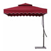 Outdoor Sunshade Courtyard Umbrella Large Security Guard Box Umbrella Wrench Umbrella 2.2m Square Wine Red With Marble Base