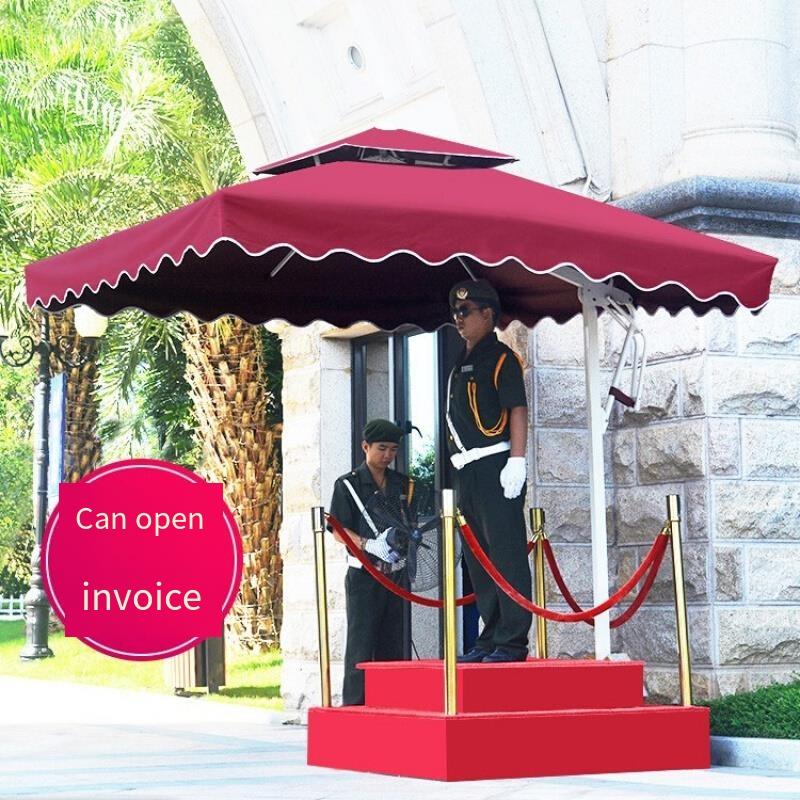 Security Sentry Box Umbrella Outdoor Sunshade Courtyard Big Sunshade Image Property Guard Station Sentry Platform Square 2.5m With Marble Seat