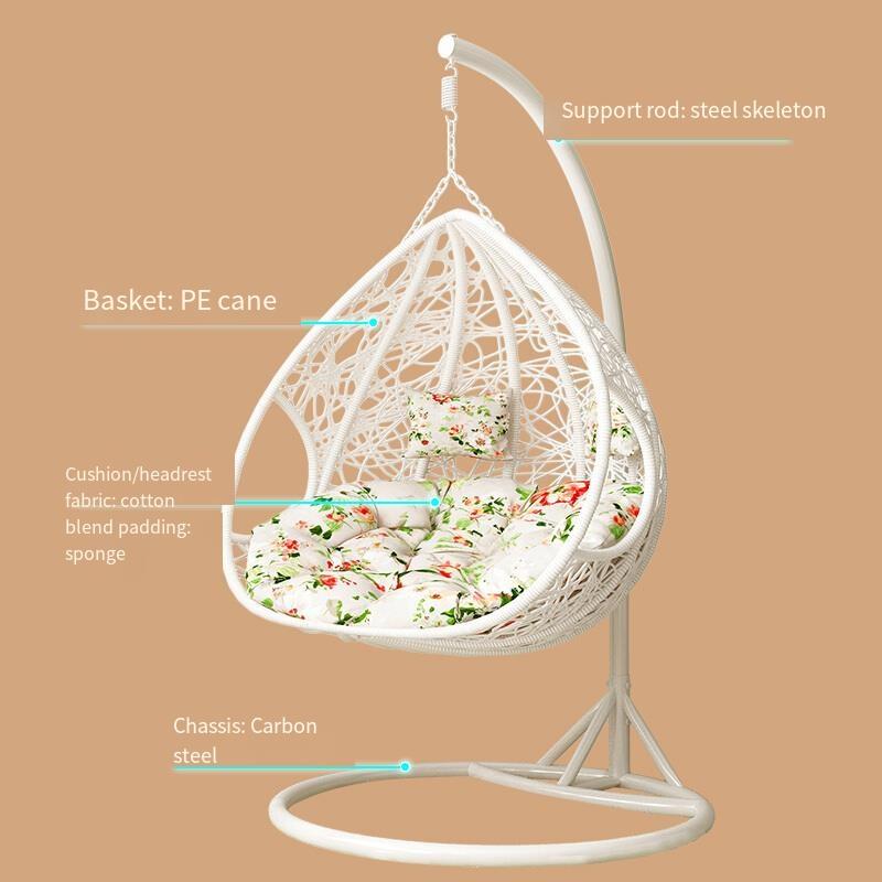 Hanging Basket Swing Outdoor Cane Chair Family Bedroom Leisure Lazy Indoor Balcony Hammock Cradle Chair Rocking Chair Single Armless (95 CM Wide)