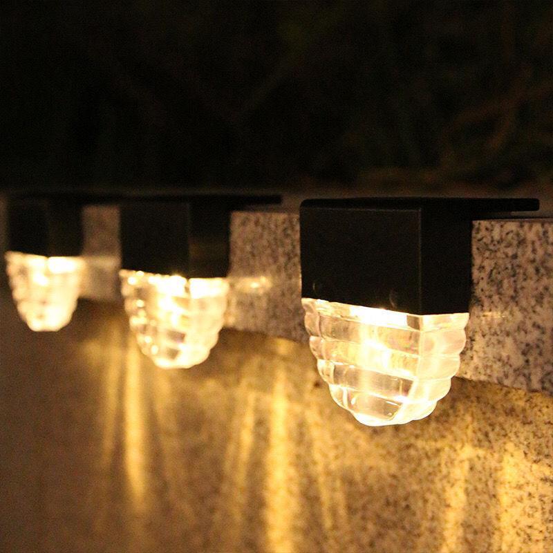 Solar Wall Lamp Household Fence Railing Lamp Outdoor Courtyard Decorative Landscape Lamp Waterproof Stair Step Lamp 8 Sets