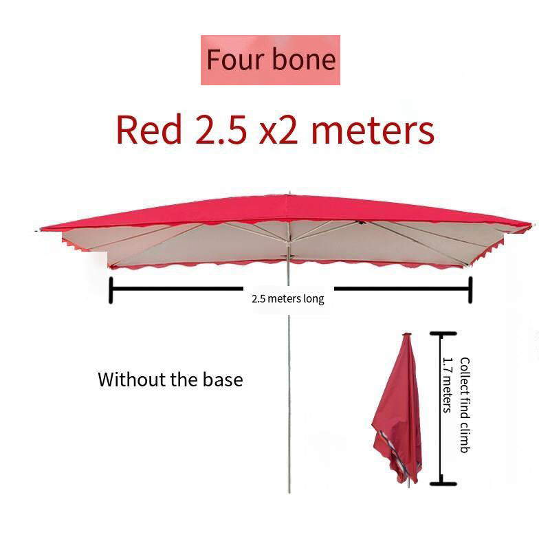 Outdoor Sunshade Umbrella Large Outdoor Stall Rectangular Square Large Folding Commercial Canopy Sunscreen Stall Red 2.5 x 2 M Four Bones