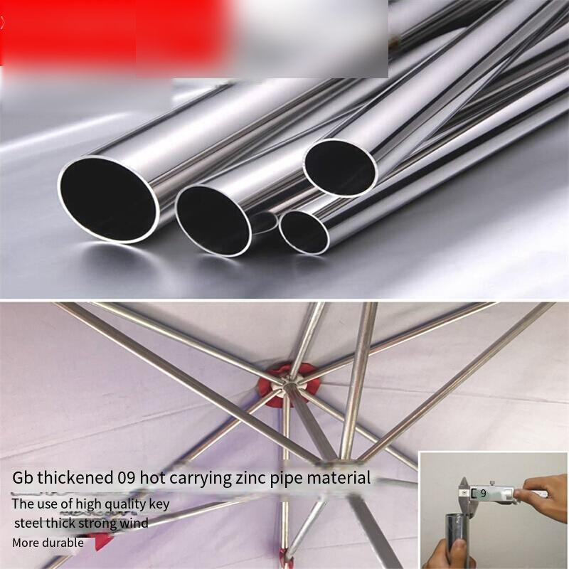 Outdoor Large Sunshade Stall Square Folding Rain Proof Inclined Umbrella Red 4 x 3 M Thickened Silver Tape 6 Bone