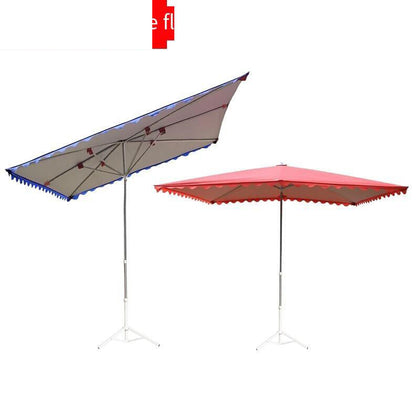 Большой навес для улицы, квадратный складной наклонный зонт от дождя, красный, 4 x 3 м, утолщенная серебряная лента, 6 костей