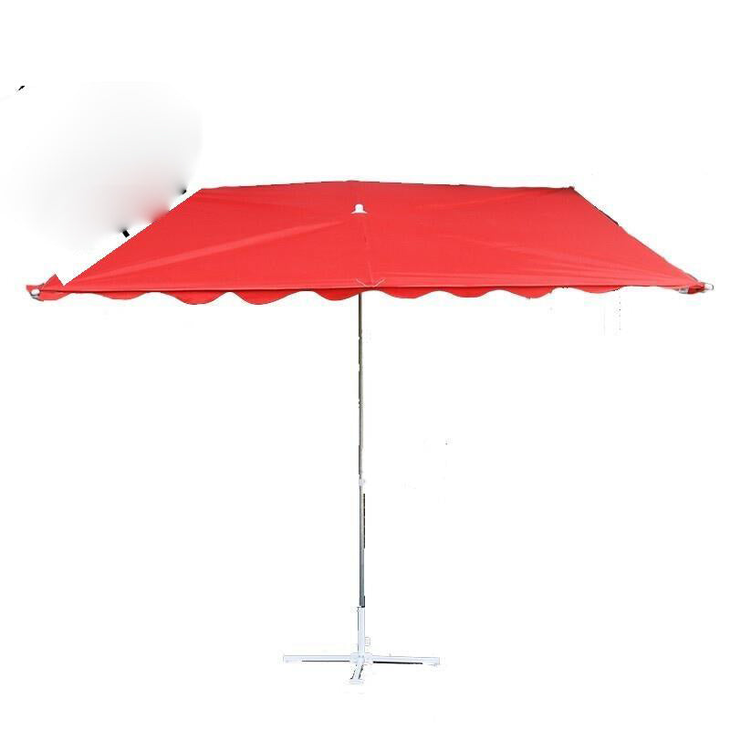 Sun Umbrella Stall Inclined Umbrella Outdoor Stall Square Rectangular Folding Sunscreen Shed Umbrella Inclined Umbrella Red 2 Meters Four Bones